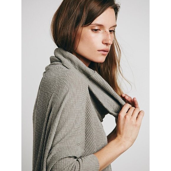 NWT Free People x FP Beach Taupe Cocoon Cowl Neck Dolman Sleeve Knit Poncho Swea - Picture 3 of 16